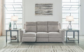 Prime Furniture - Ashley Furniture - Barnsana Living Room - DBL REC PWR Loveseat w/Console / Gravel - 3320296
